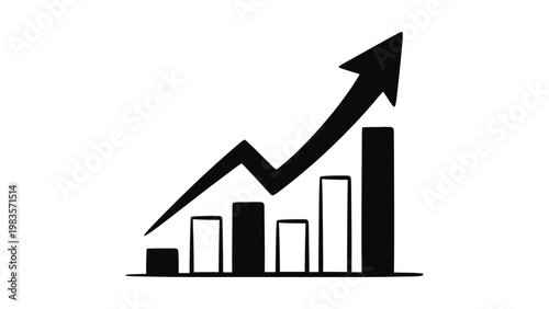 Black icon of growing business chart.