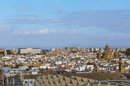 Fotografie Seville, Andalusia, Spain, an expansive cityscape view from Metropol Parasol, sh
