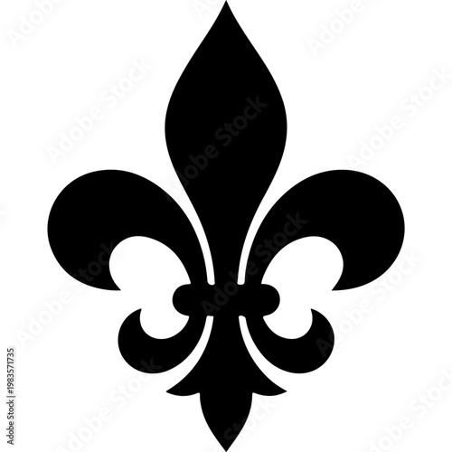 The classic fleur-de-lis symbol depicted in bold black and white contrast