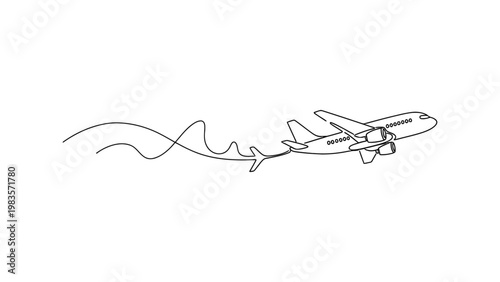 Airplane flying through the sky.