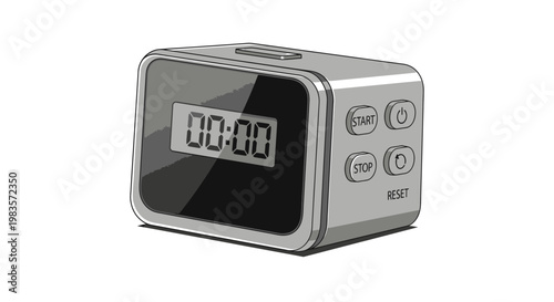Digital Stopwatch Timer Display Showing Zero Time, Modern Design