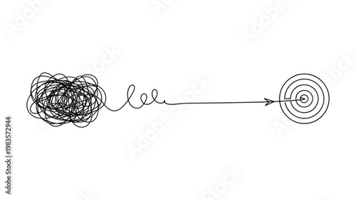 A messy scribble aiming at a target.