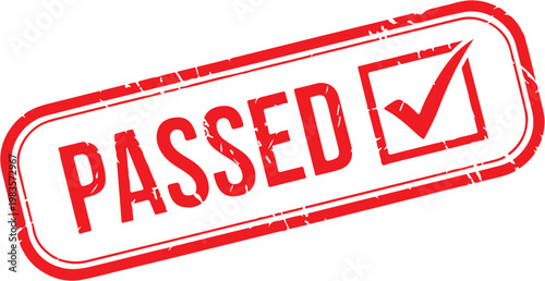 Distressed Passed Rubber Stamp with Checkmark Icon