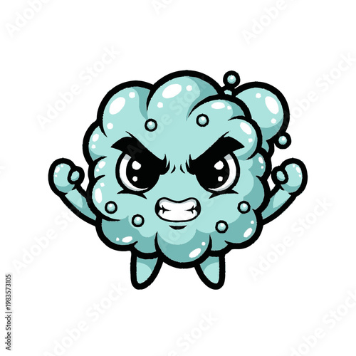 Angry Brain Cartoon Character Design.