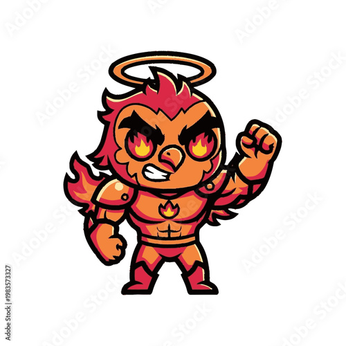 Cartoon devil character with red hair.