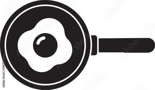fried egg, egg in pan, breakfast icon, black and white vector