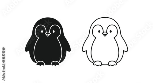 Adorable Penguin Icons Set for Branding & Design Vector