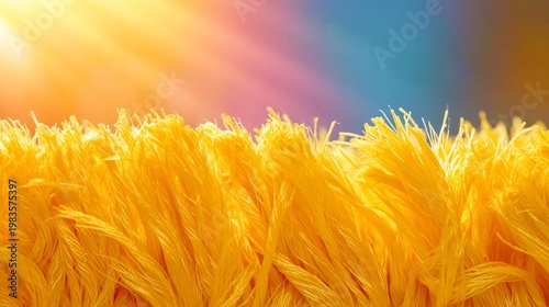 Bright Yellow Material Shines Under Sunlight With Colorful Background in Afte...