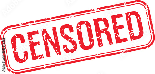 Censored Rubber Stamp Black Silhouette Distressed Vintage Style