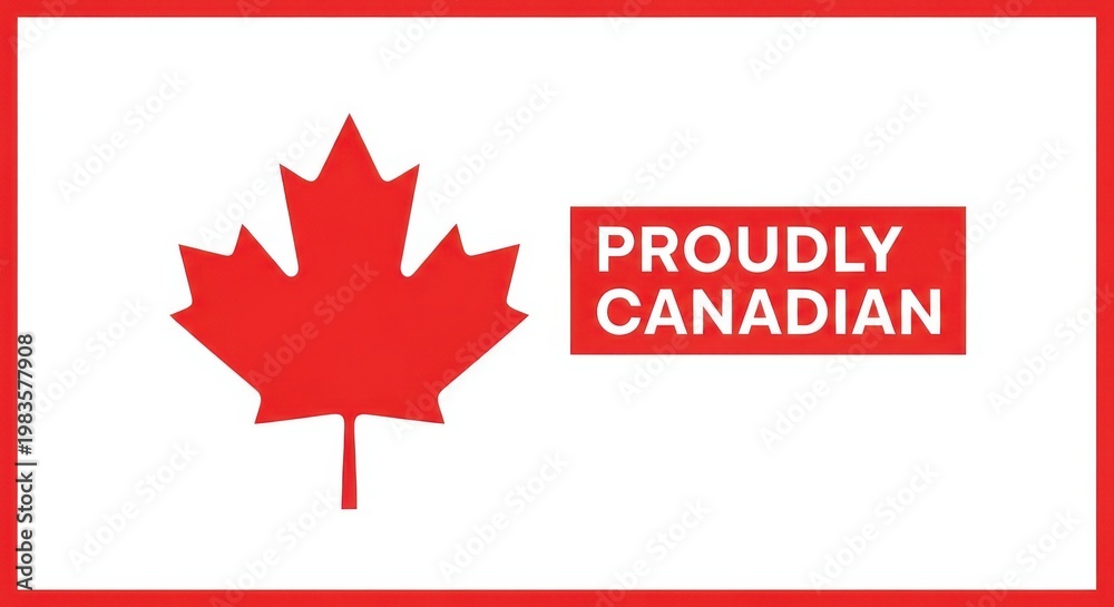 Obraz premium A graphic featuring a red maple leaf and proud canadian text