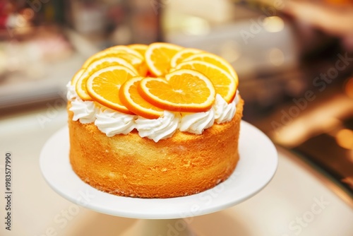 Delicious Orange Cake With Cream Displayed in a Bakery for Customers to View ...