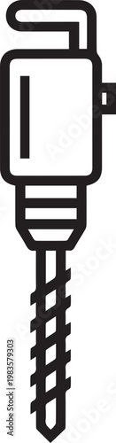 Professional Core Drill with Carbide Bit Vector Icon for Engineering, Construction, Mining, and Industrial Tool Documentation – Perfect for Manuals, Infographics, and Technical