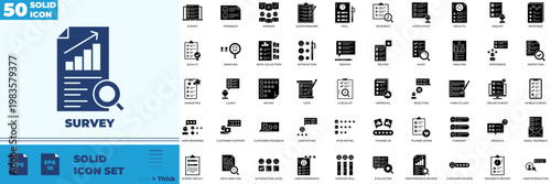 Survey Solid Color Editable Icons set