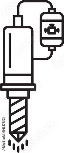 Professional Core Drilling Icon with Water Cooling System for Geotechnical Engineering, Construction, Mining, Oil & Gas, and Environmental Site Assessment—Perfect for Technical Manuals