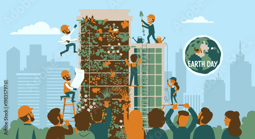 People celebrating Earth Day with recycling.