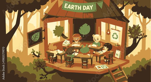 Earth Day celebration in a forest.