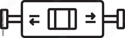 Professional Double-Acting Hydraulic Cylinder Vector Icon for Engineering Manuals, Technical Diagrams, Industrial Training, Mechanical Design, Fluid Power Systems, Hydraulics Education