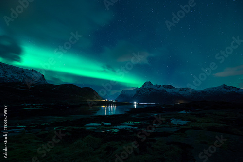 Northern Lights on sky In Lofoten islands