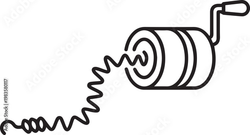 Professional Drain Auger with Coiled Cable Vector Icon – Essential Plumbing & Sewer Maintenance Tool for Drain Cleaning, Sewer Repair, Blockage Removal, Construction, HVAC, Facility