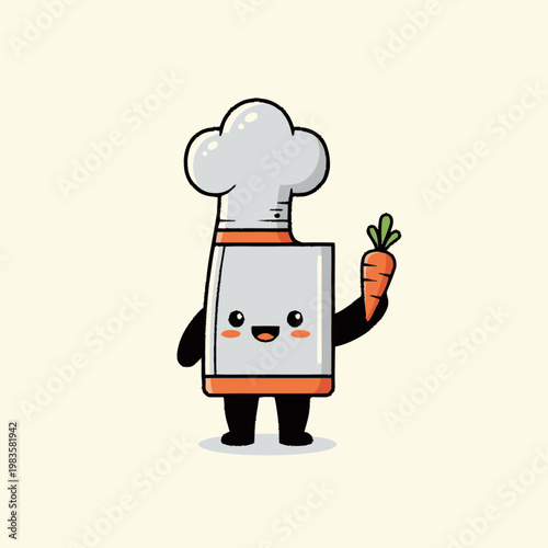 Cartoon chef holding a carrot.
