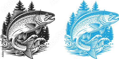 Fathers day gift ideas stunning fish illustration with forest backdrop perfect for dad anglers