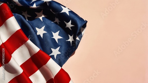 Stars and Stripes of the United States Flag Displayed on a Light Background C...