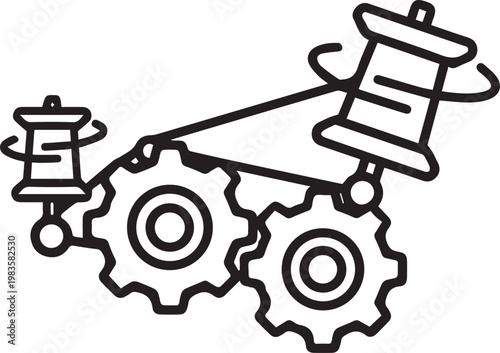 Professional Gear-Driven Bobbin Winder Mechanism with Rotating Spool Assembly – Industrial Textile Machinery, Sewing Equipment, Embroidery Automation, Thread Management, Precision