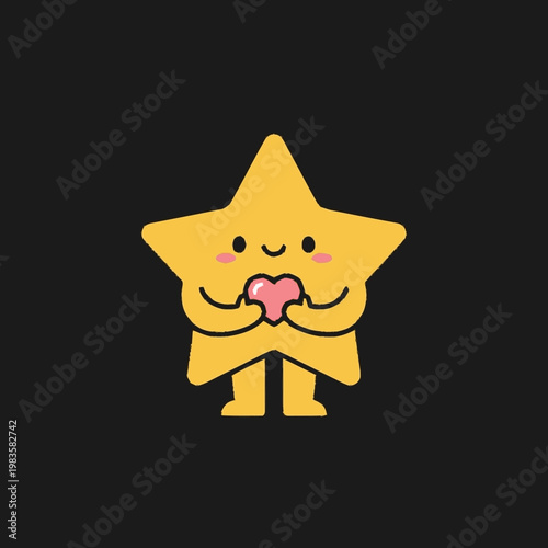 Cute Smiling Star Cartoon Character.
