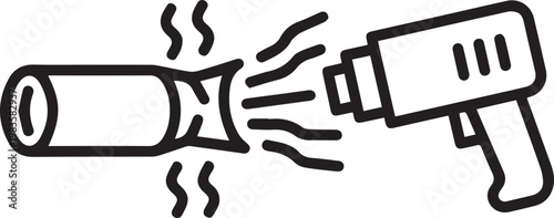 Professional Heat Shrink Tubing Application with Heat Gun: Essential Industrial & Electronics Repair Icon for Technical Manuals, Safety Guides, DIY Tutorials, Wiring Diagrams, Cable