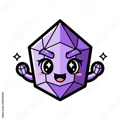 Purple Gemstone Cartoon Character Face.