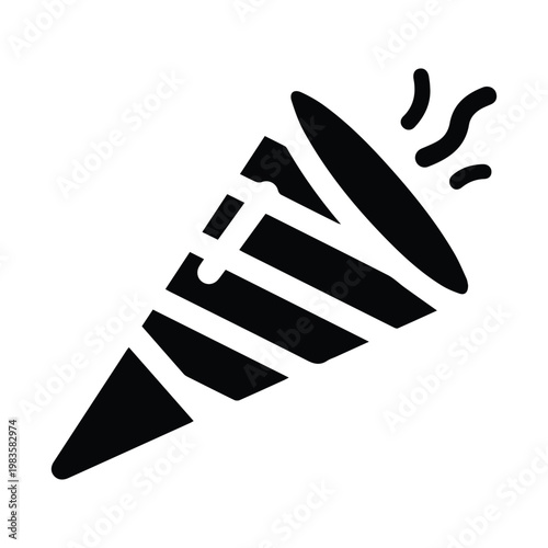 Party popper exploding with confetti and streamers celebration surprise festive event