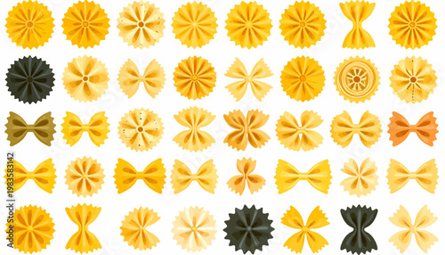 Variety of yellow and black pasta.