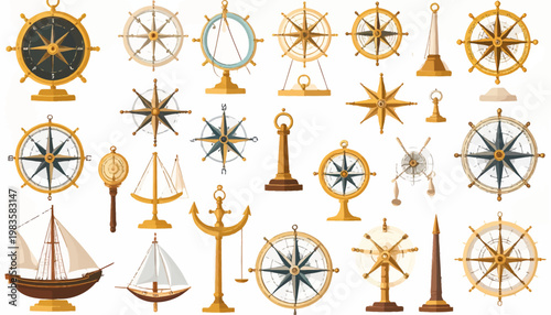 Vintage Navigation Instruments Compass Collection.