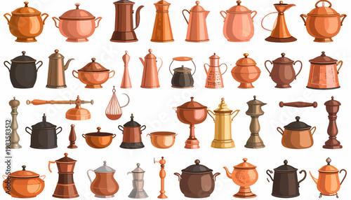 Collection of various antique tea sets.