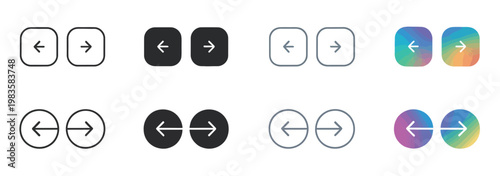 Modern navigation arrow buttons with gradient and outline styles for web interface design