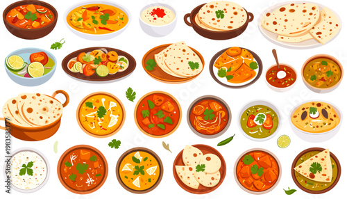 Variety of Indian Food Dishes Displayed.