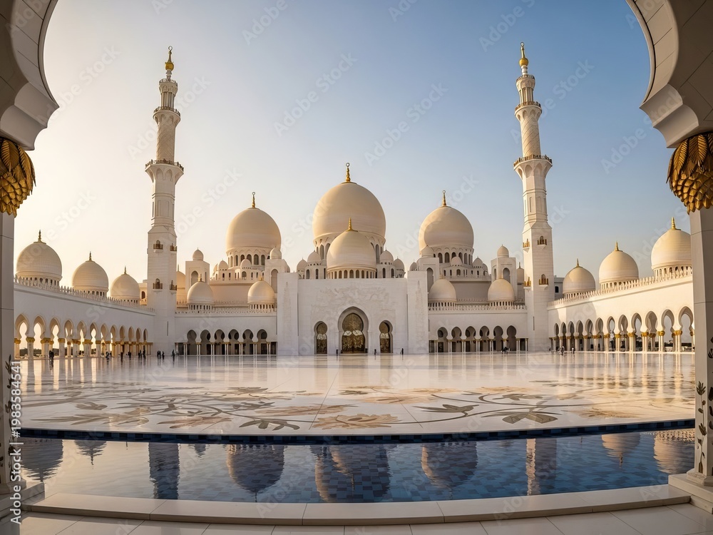 Obraz premium Sheikh zayed grand mosque reflecting pool
