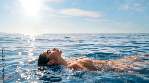 Enjoying a Sunny Day While Floating in Clear Water at a Beach