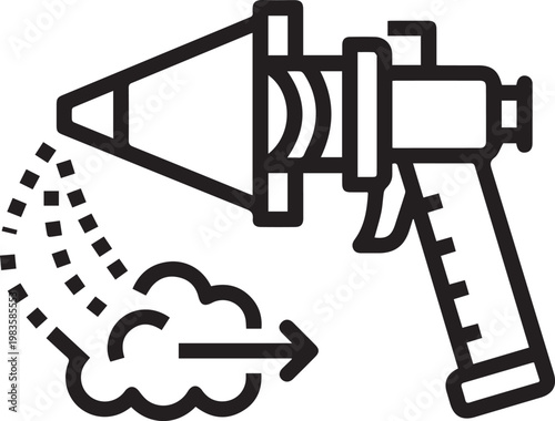 Professional HVAC Ductwork Sealant Spray Nozzle Vector Icon for Plumbing Contractors, HVAC Technicians, Building Inspectors, and Construction Professionals – Essential for Air Sealing
