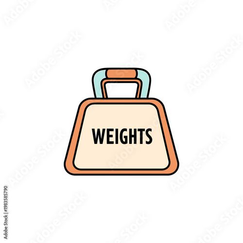 Minimalist kettlebell weight icon with weights text