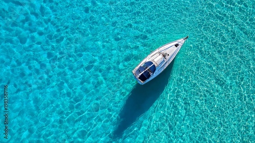 Sailing on Clear Waters With Sunlight Reflecting off the Waves Near the Horiz...