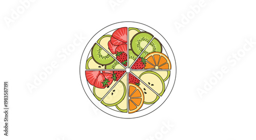 A colorful arrangement of sliced fresh fruits.