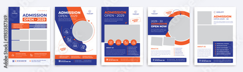 colorful school admission flyer design template bundle