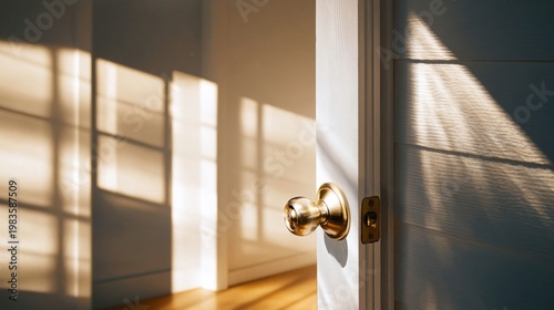 Sunlight Shines Through a Partially Open Door in a Room During the Afternoon