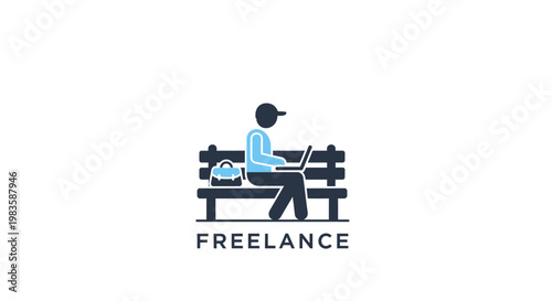 Freelance worker on a park bench.