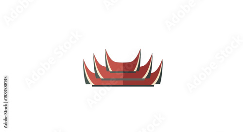 A stylized red crown logo graphic.