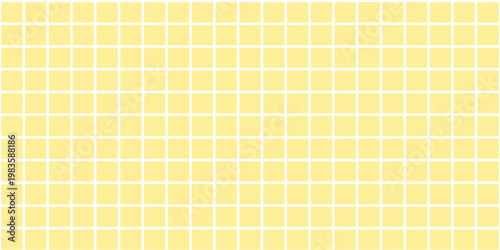 Yellow horizontal checkered seamless pattern. Cute paper texture background. Notebook sheet with grid. School or kids theme. Graph style vector illustration.