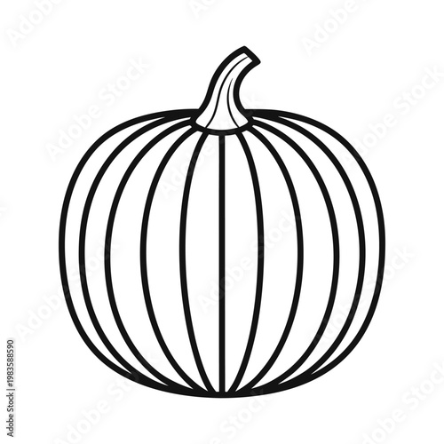 Black, outline pumpkin icon, simple vector illustration, Halloween symbol, decorative element