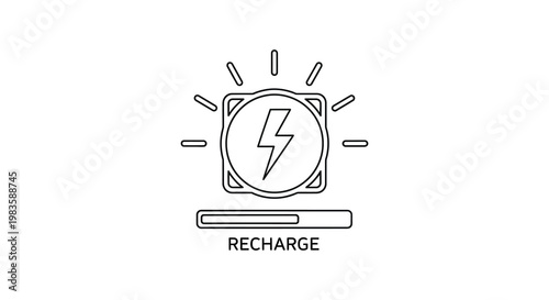 Tableau sur toile Energy recharge icon with lightning bolt and sunburst a clean silhouette