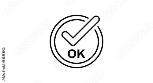 Simple ok symbol in a circle a minimalist black outline silhouette